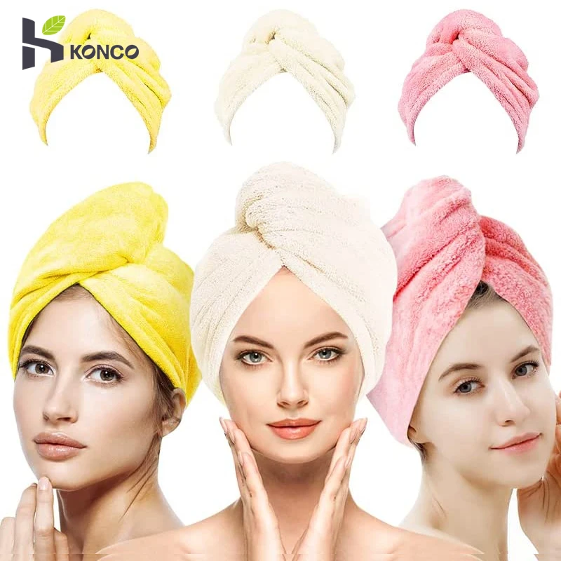 Microfiber Girl's Hair Drying Hat Hair Towel Dry Quick Womens Hair Towel Absorption Turban Hair Dry Cap Household Bath Tool microfiber quick drying hair cap women s absorbent quick drying bathroom hair towel children cute animal headscarf shower towel