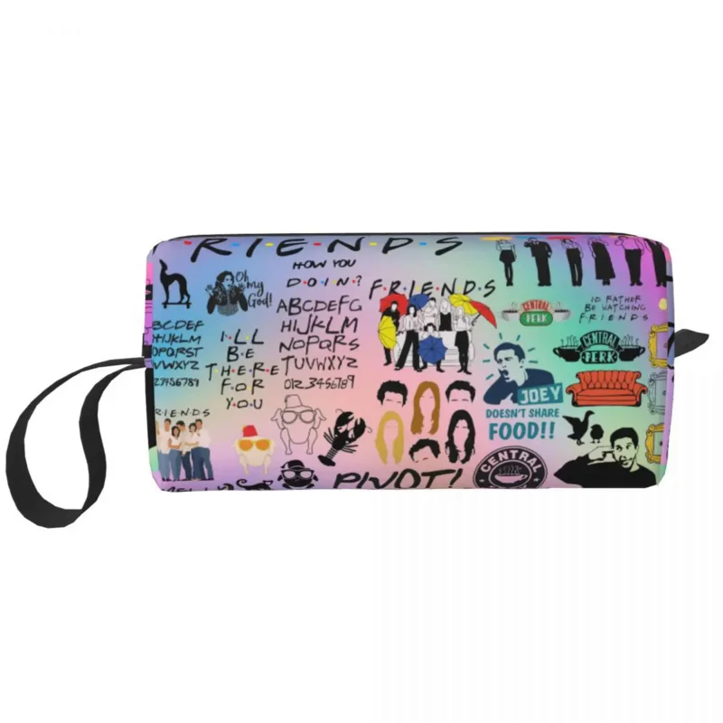 

Cartoon Friends TV Show Large Makeup Bag Waterproof Pouch Travel Cosmetic Bags Central Perk American Storage Bag for Unisex
