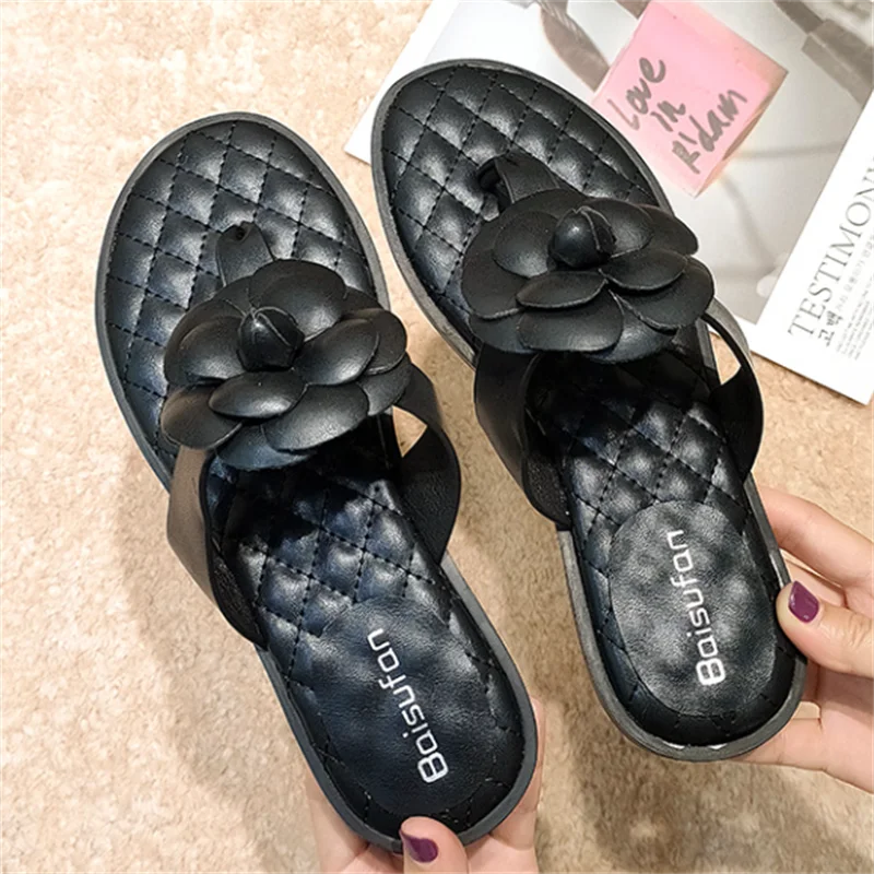 

Women's Leisure Holiday Slippers Roman Sandals Summer Flat Toe Clip Flower Beach Shoes Outside Ladies Fashion Flats