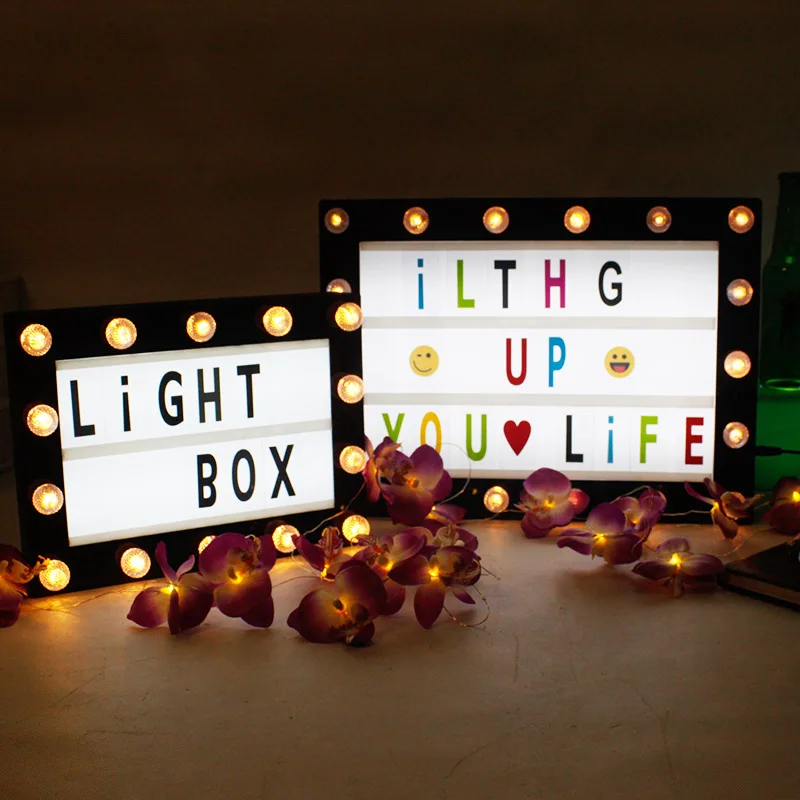 Cinema Light Box Cards,A5 Lightbox Letters & Symbols,Black Letters for  Festival,Wedding, Party A4 Vintage Style Light up Message Board (Black)