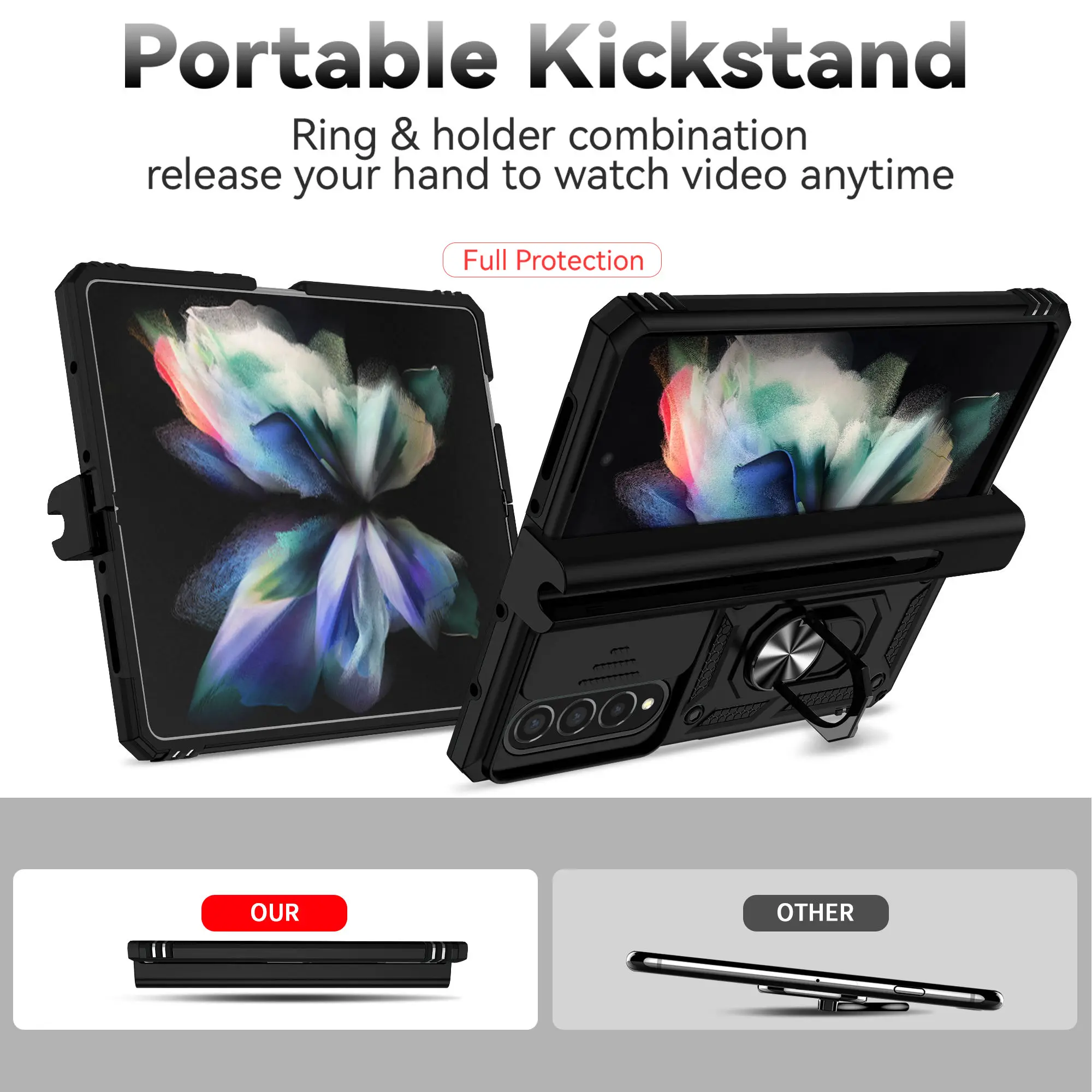 Slide Camera Lens for Samsung Galaxy Z Fold 4 Case 2022 Military Grade Bumpers Armor Cover for Samsung Galaxy Z Fold 4 5G