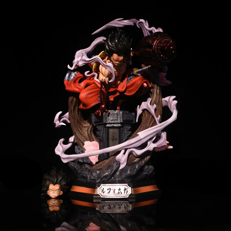 

38CM One Piece Anime Figure Monkey D Luffy Gear 4 Snakeman Two Heads Luminous Base Collectible Model Toys Ornament Kid Gifts