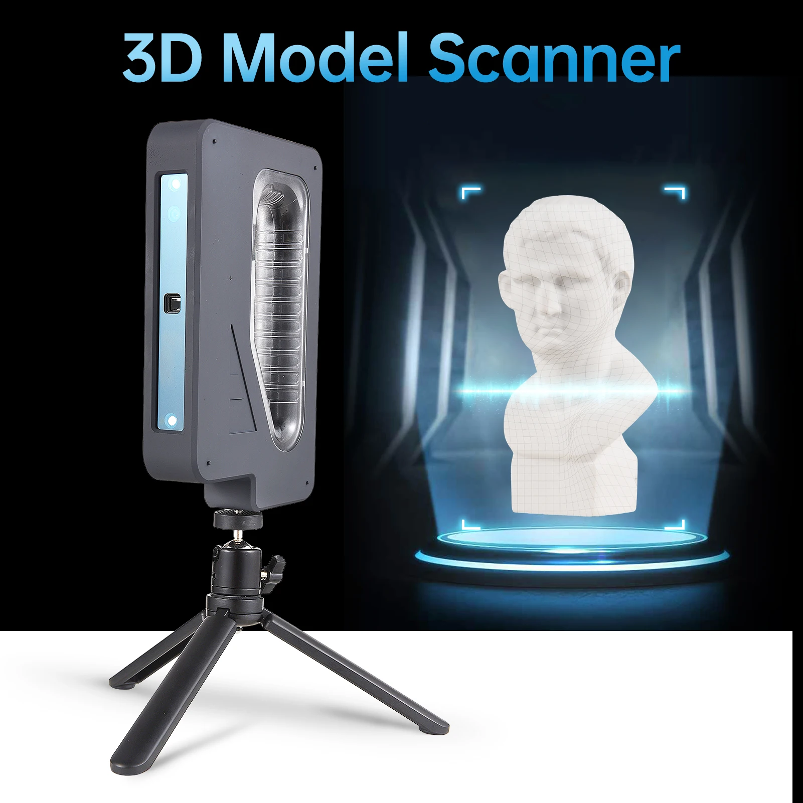 휴대용 3D 스캐너, PLY, OBJ, STL 출력 지원, 스캔 바디, 10fps 스캔 속도, 0.05mm 정확도