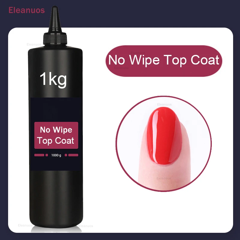 Eleanuos Wholesale 1kg No Wipe Top Coat Super Quality Soak Off UV LED Rubber Base Refill Matte Top Professional Nail Salon Use 3