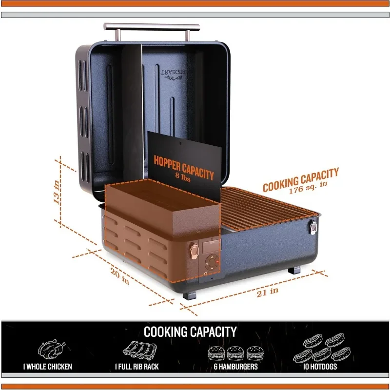 Traeger Grills TFT18KLD Ranger Portable Wood Pellet Grill and Smoker Electric Tabletop Pellet Smoker with Digital Arc Controller