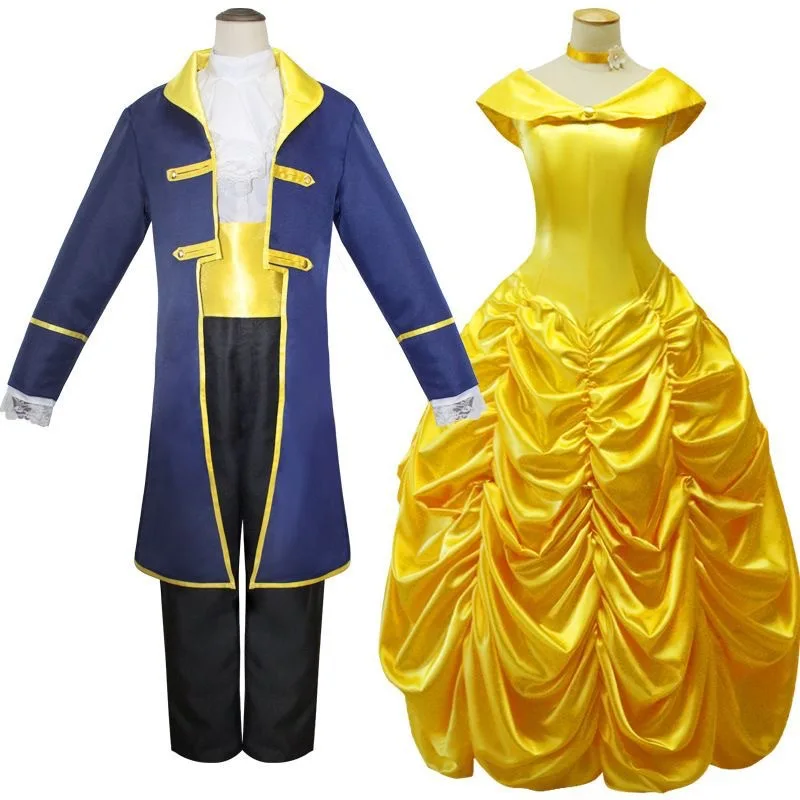 

Child Adult Beast Prince Belle Princess Dress Cosplay Costume Halloween Holiday Party Men Uniform Coat Shirt Pants Suit Outfit