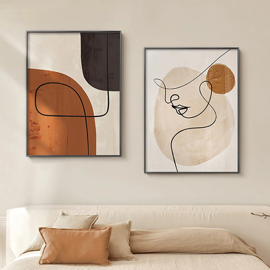 Wall Art Prints-Nordic Zwart Wit Canvas Schilderij Posters Abstracte Lijn Foto voor Woonkamer Modern Home Decor 20 x 28 (50x70 cm) X3 Frameloze