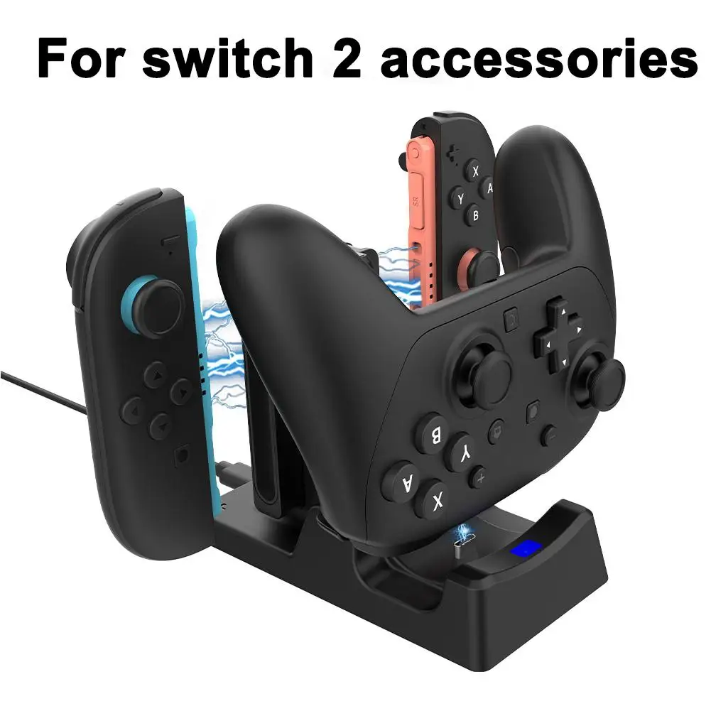 스위치 2pro 용 3 In 1 충전 도크 Joy-Con & Pro 컨트롤러 게임 액세서리 용 자기 충전 스탠드베이스