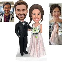 Bobblehead Figurine and Groom and Bride Fully Customizable Wedding Cake Topper Wedding Couple Doll Personalized Sculpture 1