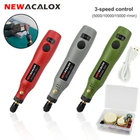 NEWACALOX USB Charging 10W Cordless Variable Speed Rotary Tools Kit Mini Engraver Pen 26 Accessories for Milling Polishing 1