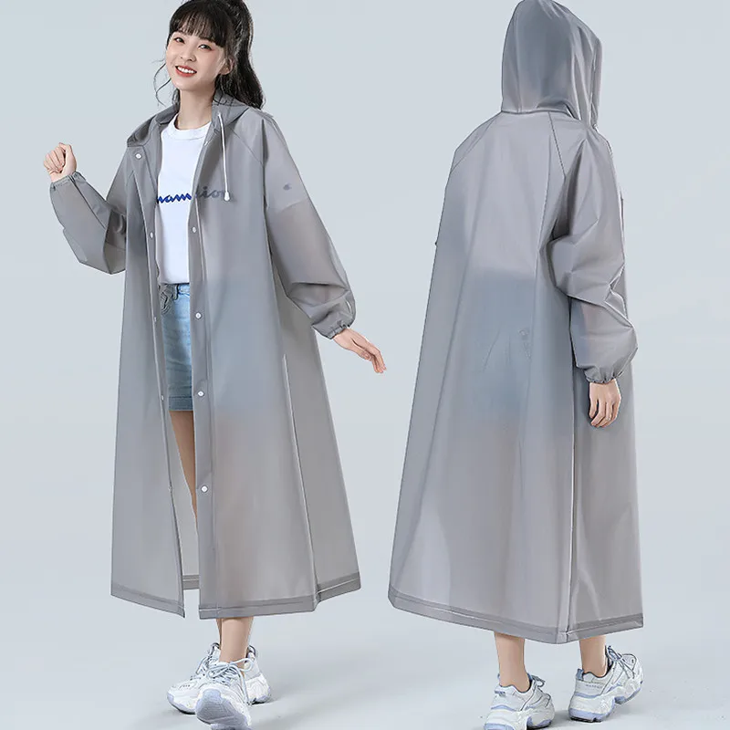 Adult hooded poncho one-piece long raincoat reusable men's and women's waterproof raincoat outdoor travel transparent raincoat