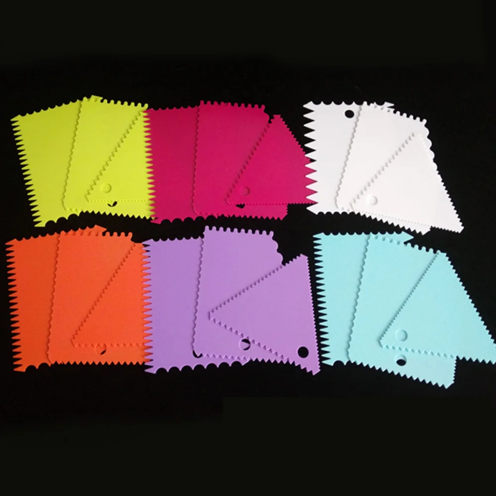 3Pcs Cream Scraper Suit DIY Kitchen  Straight Arc Tooth Shape Cream Bread Cutter Plastic Cake Pasty Scraper Baking Fondant Tools