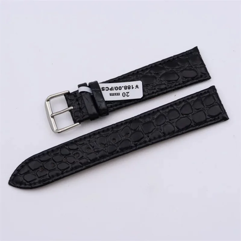 Elegant Genuine Leather Watch Strap with Pin Buckle - Premium Cowhide Bracelet