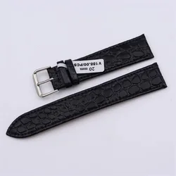 Elegant Genuine Leather Watch Strap with Pin Buckle - Premium Cowhide Bracelet - 18mm (Black)