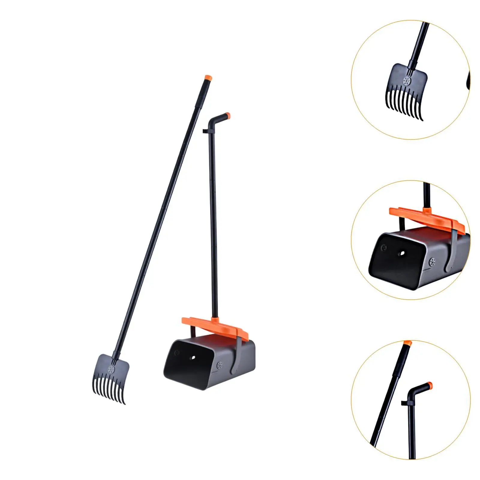 2x Dog Poop Tray and Rake Set Dog Poo Pick up Tool Sturdy No Bending Clean up