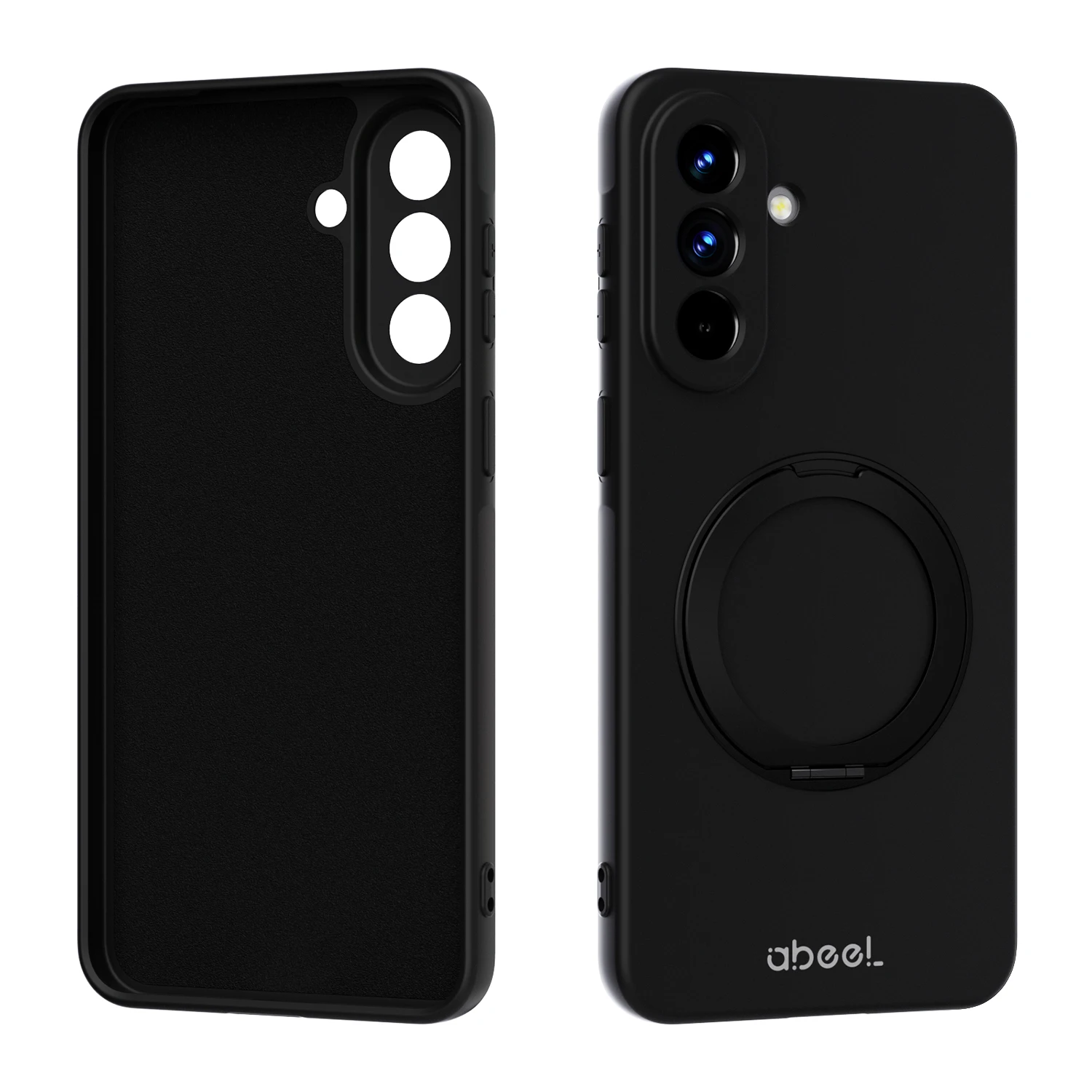 Solid Color Silicone Ring Holder Case with Inner Fur and Magnetic Camera Protector