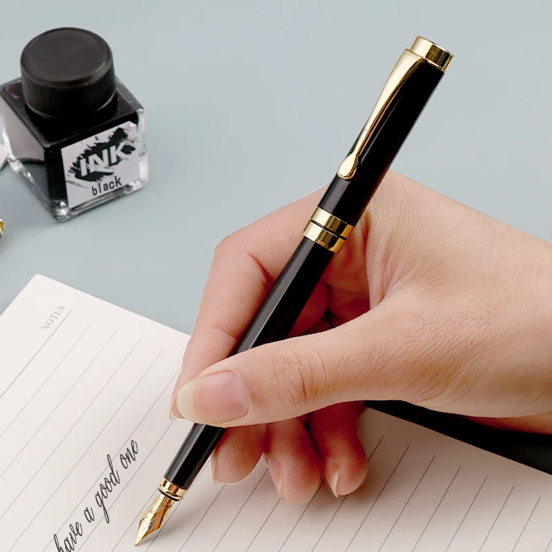 Luxury Ballpoint Gold Pen Set Of 6 In Glossy White Gift Box Gold Black Ink Office Pens For Women And Men Slim Nice Writing Pens - View #2