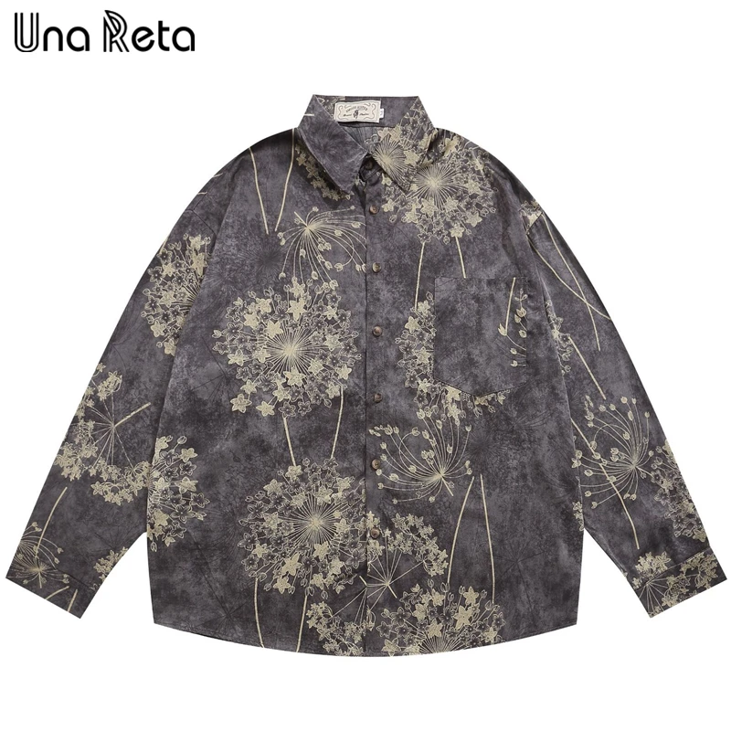 

Una Reta Print Men's Shirt Spring Autumn Harajuku Men Clothing Long Sleeve Shirt Streetwear Shirts For Men