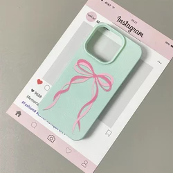 Charming Pink Bow Knot Silicone Phone Case - Soft Back Cover - iPhone 13 Pro Max (Green - SMTCLB5316)