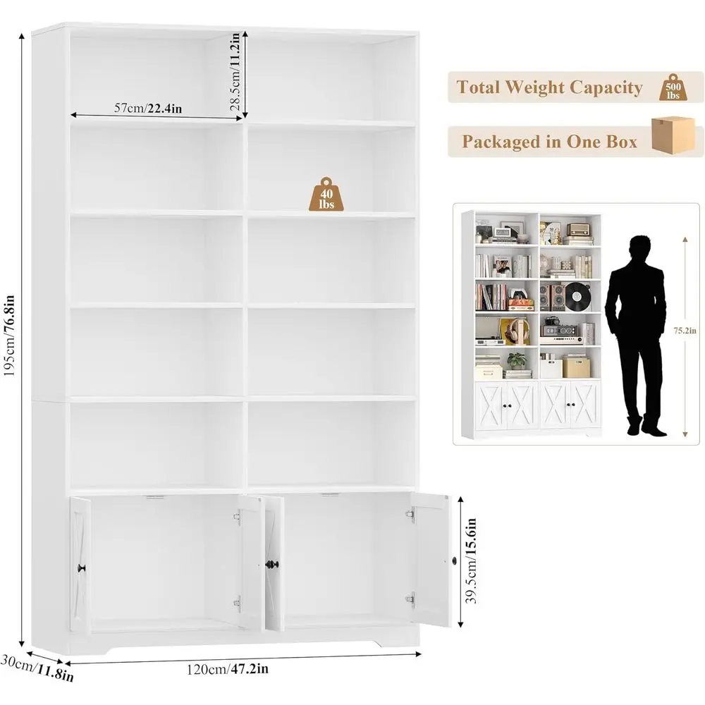 Tall Barn Door Bookshelf with Cabinet 2