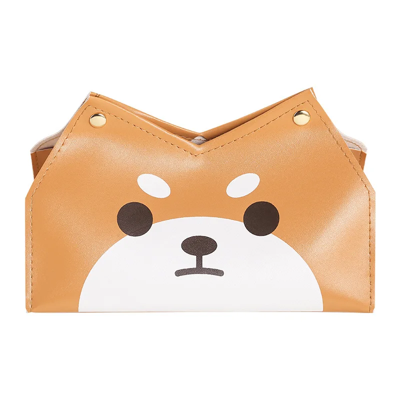 

Creative Cartoon Dog PU Leather Tissue Box Car Tissue Ontainer Living Room Decoration Napkin Box For Girls Boudoir Home