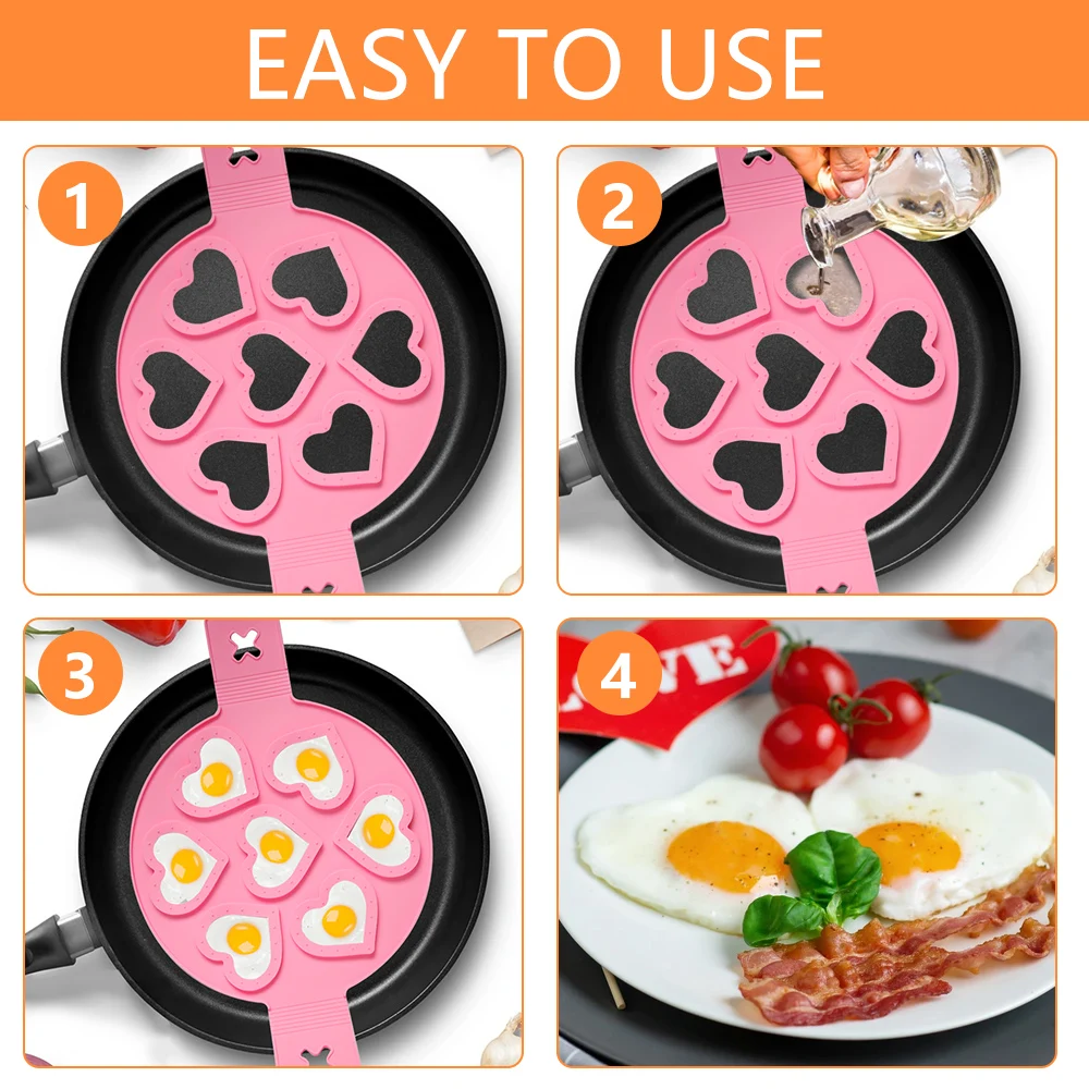  Flip Cooker Pancakes Mold - New Upgrade Silicone Pancake Molds  7 Circles Reusable Non Stick Egg Mold Ring pancake Maker for Kitchen - 2  Pack: Home & Kitchen