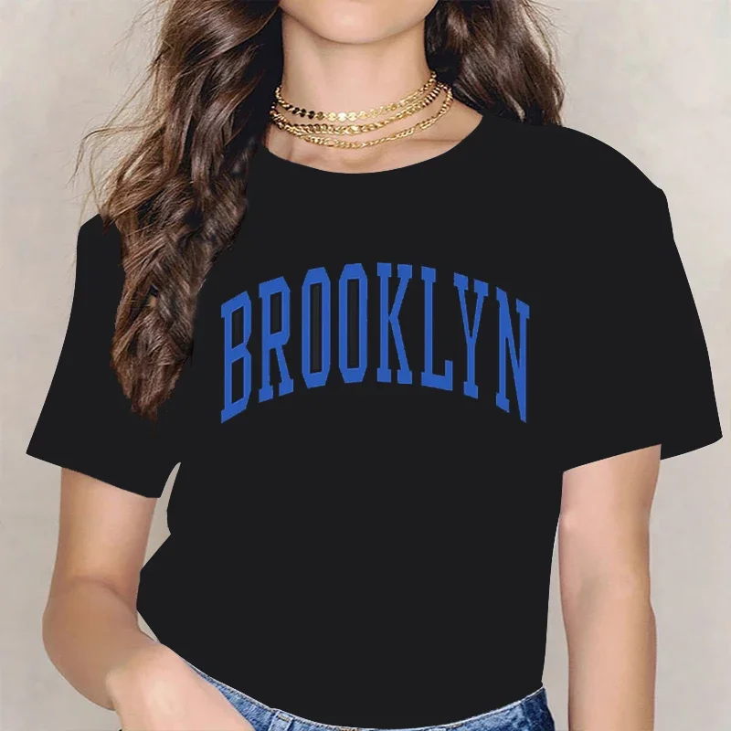

Brooklyn New York Blue Design Women Tshirt Street Hip Hop Funny Sport Soft Cute O-Neck Clothing Vintage Loose T Shirt