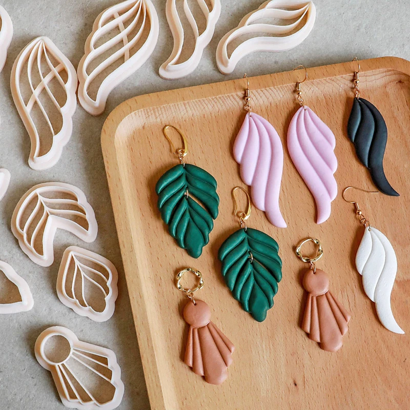 Green Plant Leaves Shape Polymer Clay Cutters Flowers Dangle Clay Embossing Pottery Earring Jewelry Pendant Making Tools polymer clay cutter,pottery clay tools,pottery clay carving tools