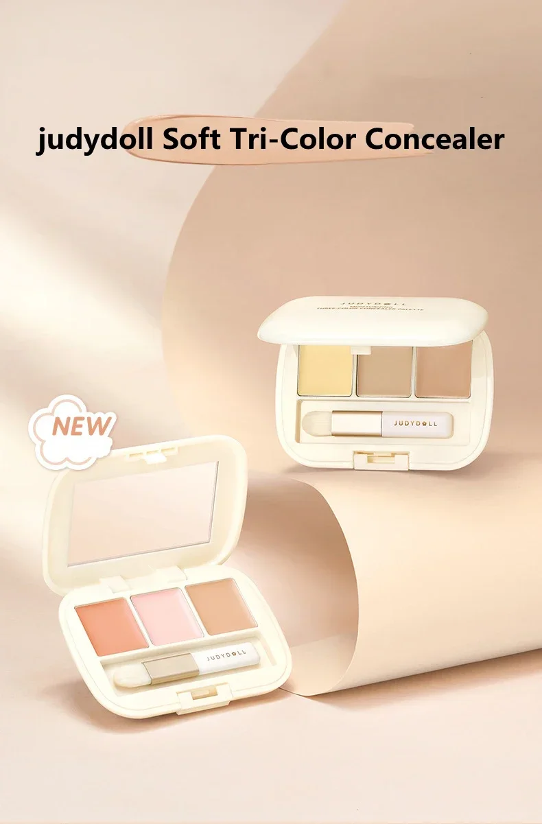 Moisturizing Three-Color Concealer Palette High Coverage Waterproof Sweatproof Long-Lasting Natural