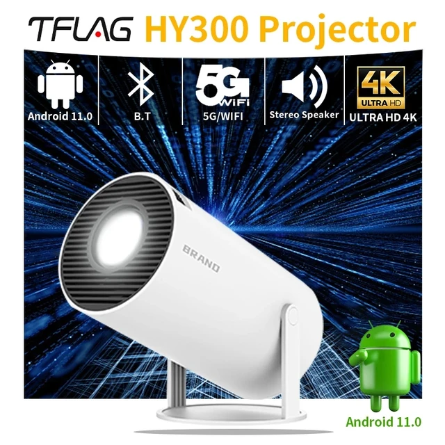 Hy300 Android 11.0 Mini Projector Led Beamer Home Cinema 200ansi 720p Wifi  Smart Tv For 1080p 4k Via Hdmi With Carry Bag