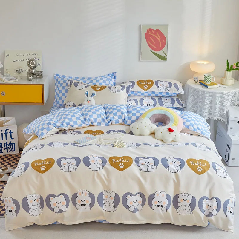 thumbnail image 1 of Juego de ropa de cama con dibujos animados para hombre y mujer, funda de edredón y funda de almohada, tamaño Queen y King, 1 of 1