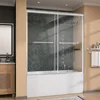Double Sliding Bathtub Door for Shower Semi Frameless Bypass Glass Shower Doors for Bath Tub with Tempered Glass Brushed 1