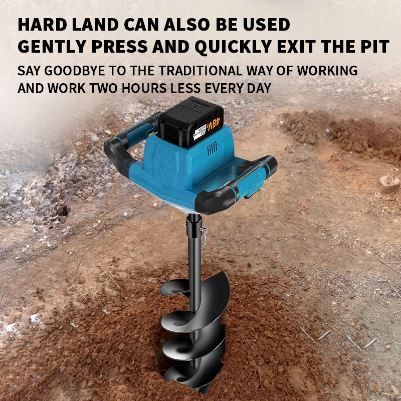 Electric Wireless Drilling Machine Multifunctional Adjustable Speed Drilling Machine For Grassland/Soil/Hard Soil/Clay/Gravel