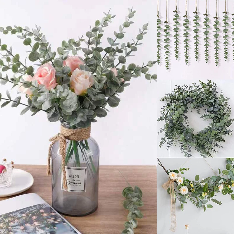 

5/10pc Artificial Eucalyptus Leaf Simulation Fake Leaf Branch Wreath Home Decor Wedding Party Christmas Decor Green Plant Flower
