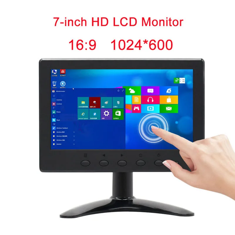 

7inch IPS Portable Display HD 1024x600 Screen AV CCTV Camera Monitor For Engineering truck Office compatible VGA/HDMI/AV/BNC/USB