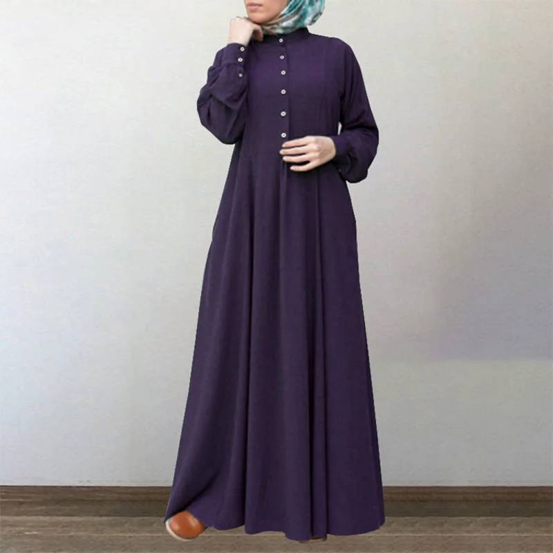 Casual Retro Abayas for Women, Round Neck, Big Swing, Ramadan, Muslim Abayat, Middle East, 2023