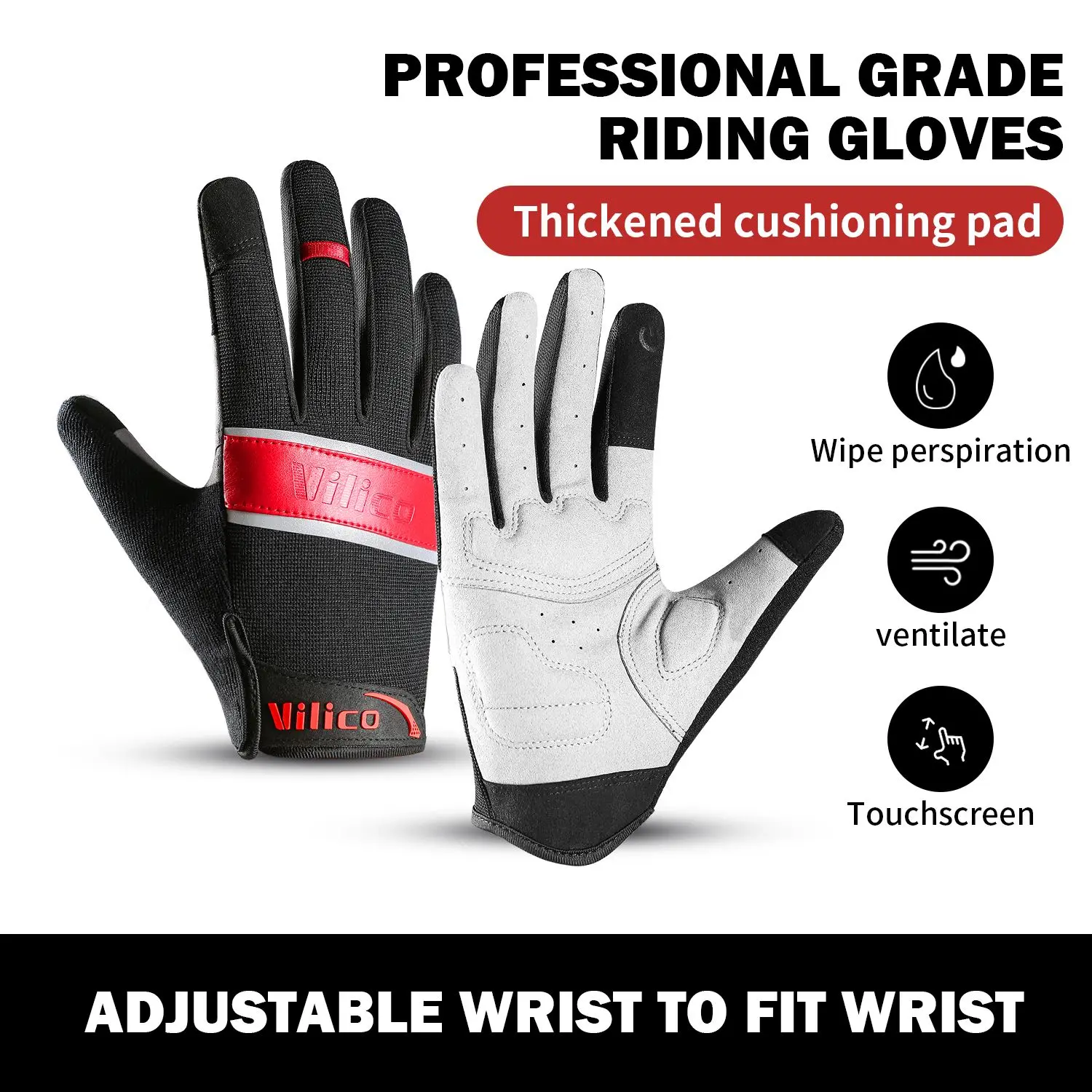 Adult Cycling Gloves Outdoor Sports Full Finger Anti-Slip Fitness Bicycle Glove for Men Women
