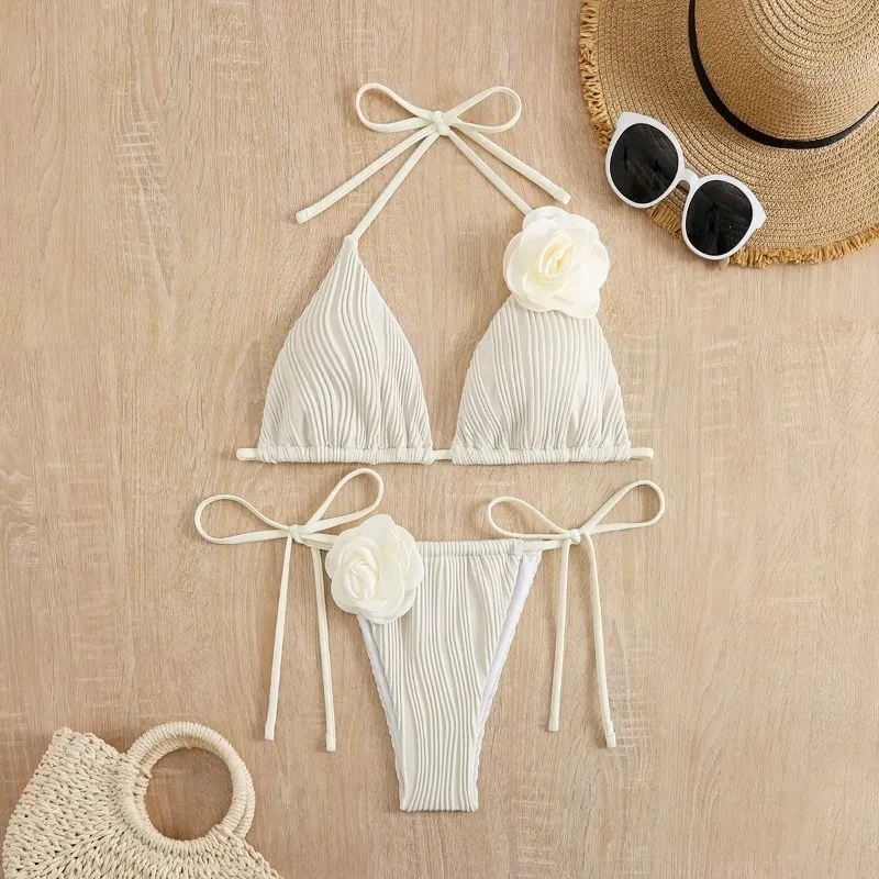 2024 New Sexy Rose Bikini Swimsuit Thong Bikini Bikini Women Swimsuit Bathing Brazilian Set Women Swimwear Women