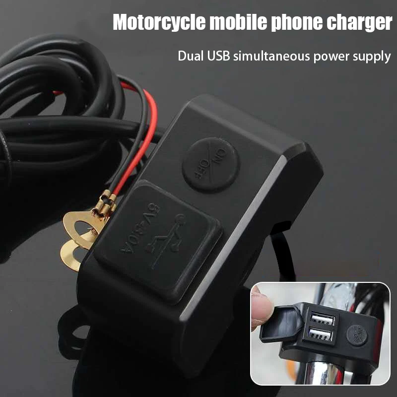 

Зарядное устройство с двумя USB-портами на руль мотоцикла, 12 В до 5 В, 3 А