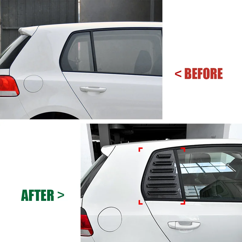 For VW Golf 6 MK6 GTI R GTD 2008-2012 Car Rear Side Window Louver Air Vents Windshield Decoration Cover