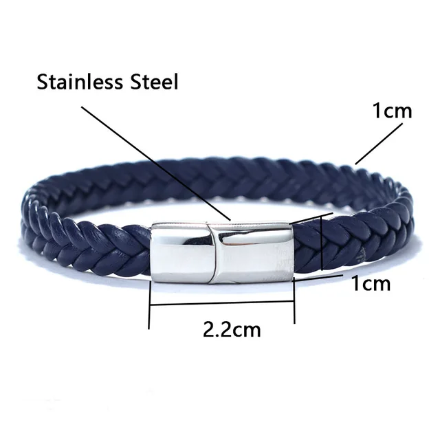Leather bracelet with stainless steel