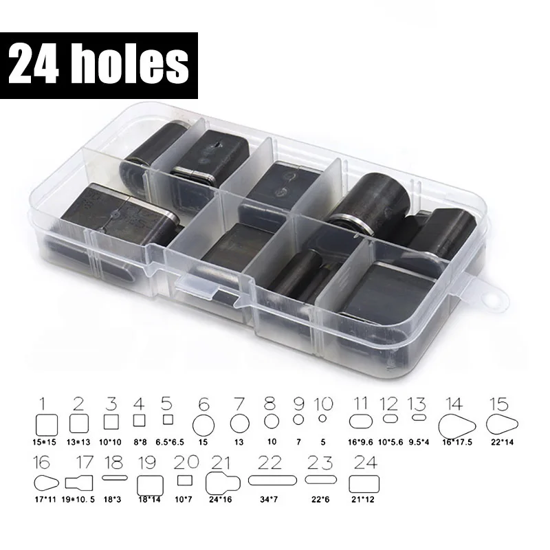 24/39/52/55Pcs Shaped Style Hole Hollow Punch Cutter Set Punching Tool for Leather Belt Phone Holster Leather Craft DIY Tool