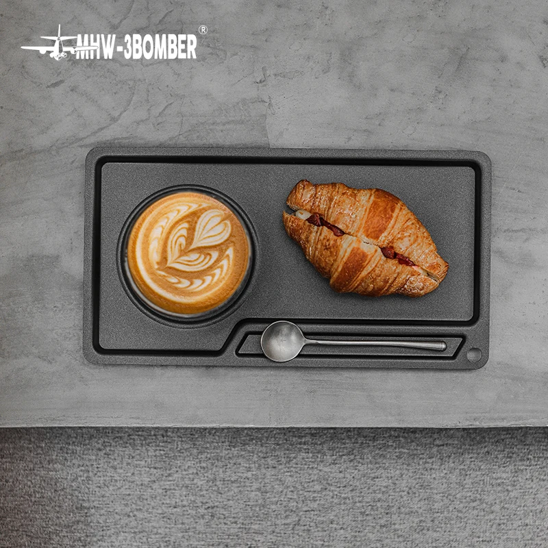 

Chic Coffee Tray Stainless Steel Dessert Metal Plate with Mini Fork Home Barista Cafe Accessories Classic Travel Camping Tools