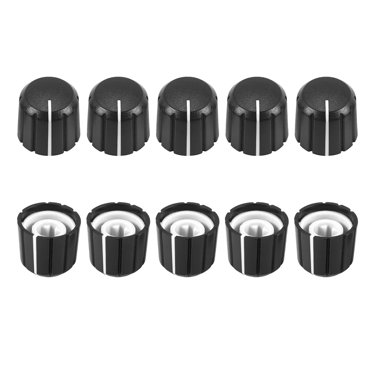 10Pcs Potentiometer Control Knobs for Electric Guitar Volume Tone Knobs Black D Type 6mm