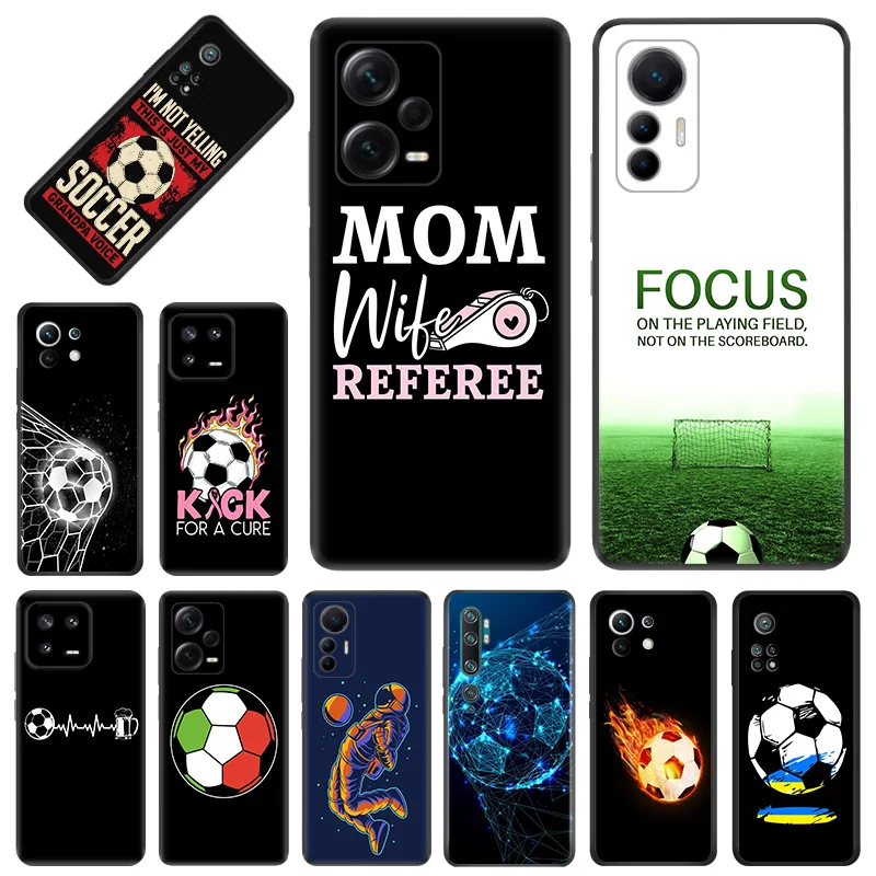Focus Football Final Goal Custodie Per Telefoni Nere Per Xiaomi 12S 12T 12 13 Lite Mi Cc9 Redmi A1 A2 12C Note12 Pro 4G 5G Plus Cover