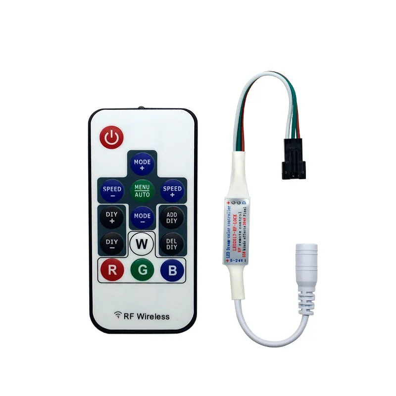 Mini LED Controller DC 5V 12V 24V 6A RGB Pixel Addressable WS2811 WS2812B Strip Lights 14-Key RF Wireless Remote Control Dimmers