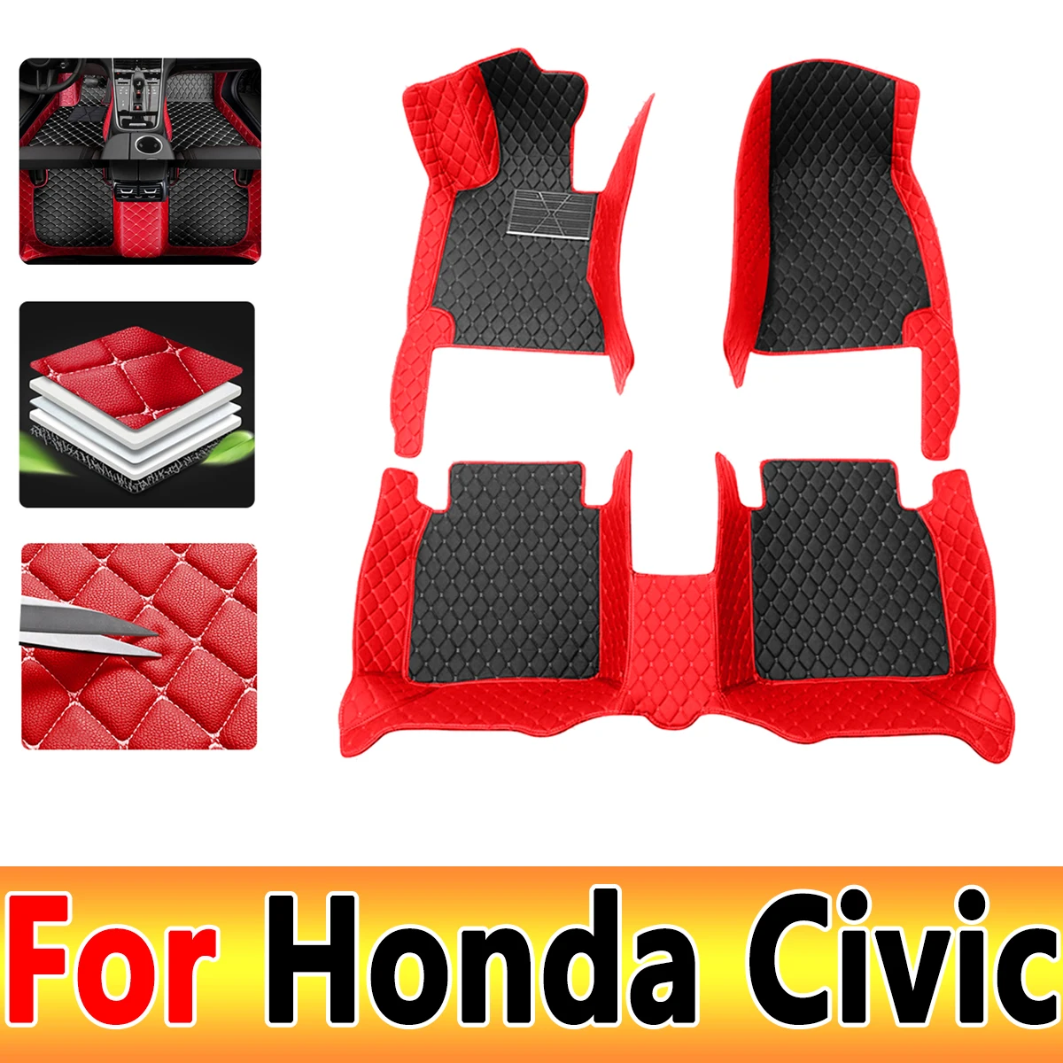 

Автомобильные коврики для Honda Civic 2022-2023, оригинальные автомобильные подкладки для ног, аксессуары для крышки автомобиля