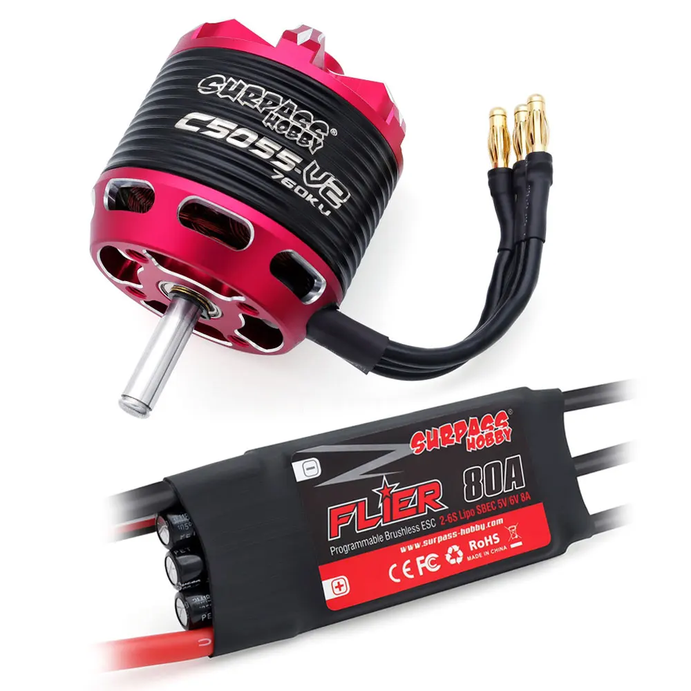Moteur Brushless C5065 435KV 100A, gros plan sur le bobinage et les aimants.