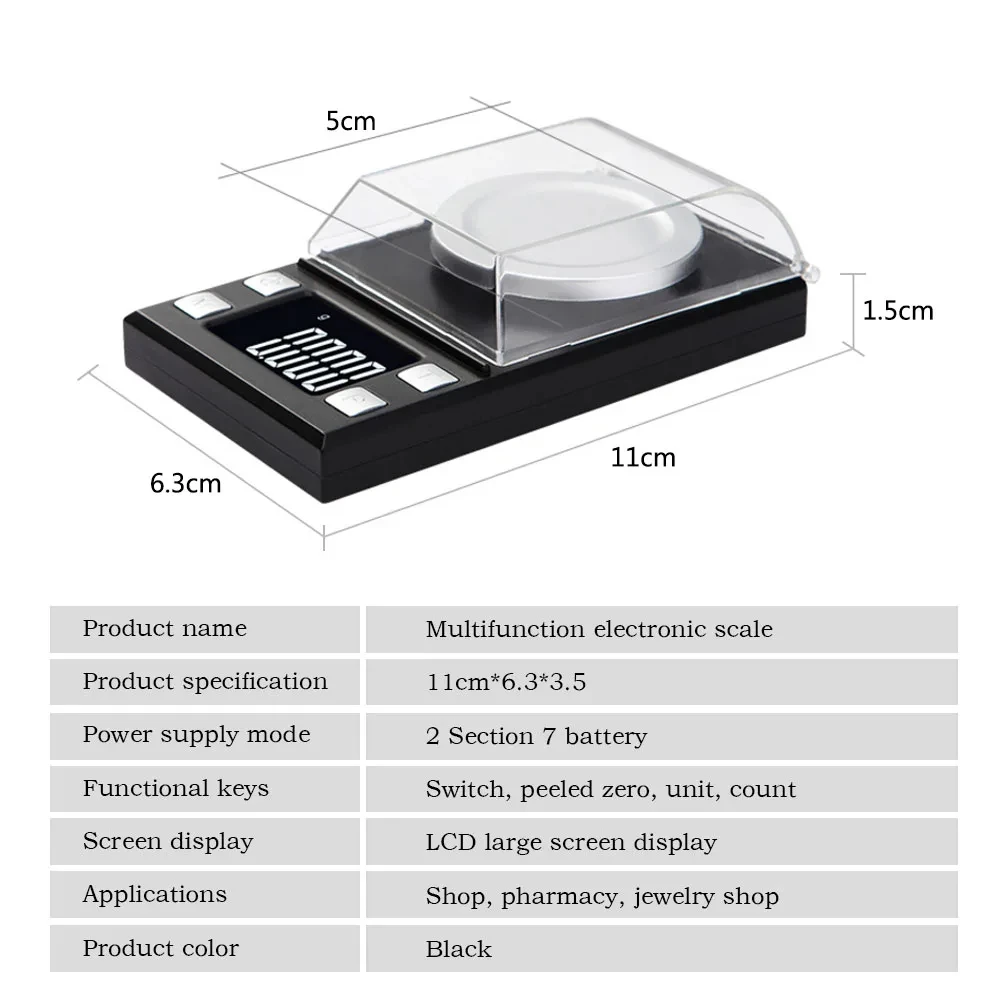 0.001g Digital Scale Milligram Scale Portable Pocket Battery Powered LCD Precisi