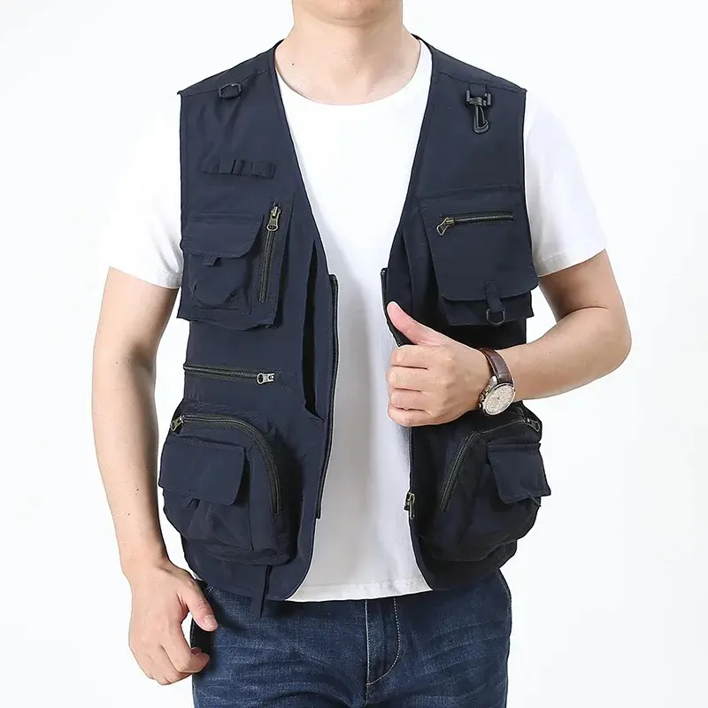 Summer Men Tactical Hiking Fishing Vest Multi-pocket Photographer Waistcoat Outdoor Leisure Male Thin Cargo Jacket Vests S-6XL - Image 5